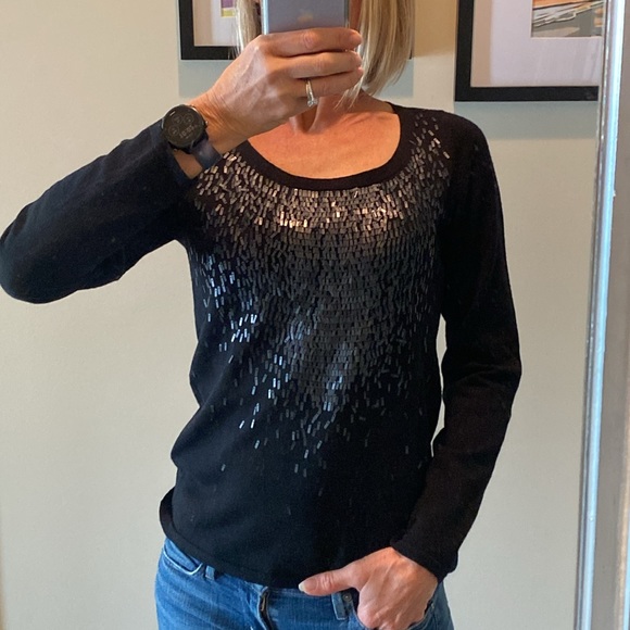 Sequins & Merino Scoop Neck Sweater - Picture 6 of 8